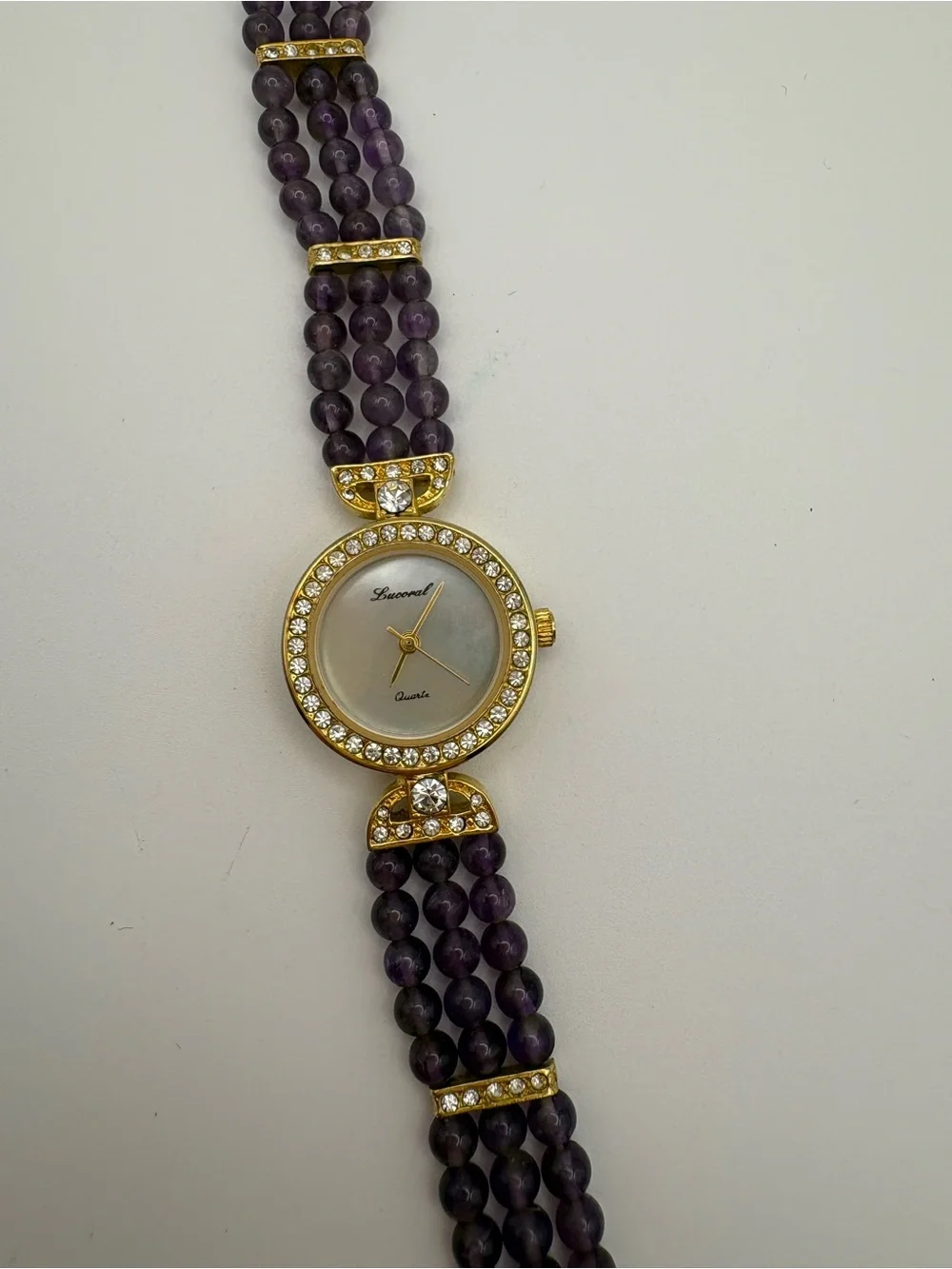 Lucoral Women’s Quartz Multi-strand Amethyst Band Crystal‎ Accents New Battery